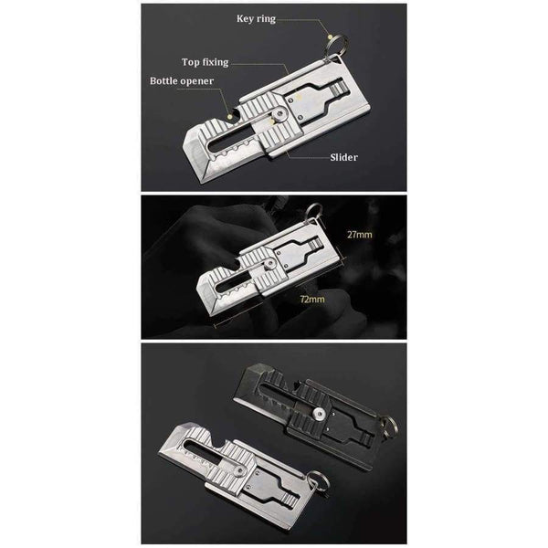 Planet Gates Camping equipment EDC Stainless Steel Mini Knife Tool Paper Cutter Mini Bottle Box Opener Keychain