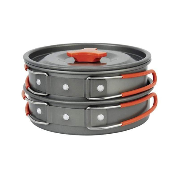 Planet Gates Camping Hiking Non-stick 2x Pot Cooking Set Bowls Camping Portable Jacketed Kettle Cookware Picnic Utensils Tool