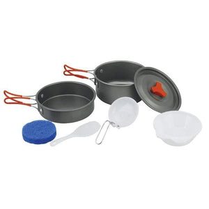 Planet Gates Camping Hiking Non-stick 2x Pot Cooking Set Bowls Camping Portable Jacketed Kettle Cookware Picnic Utensils Tool