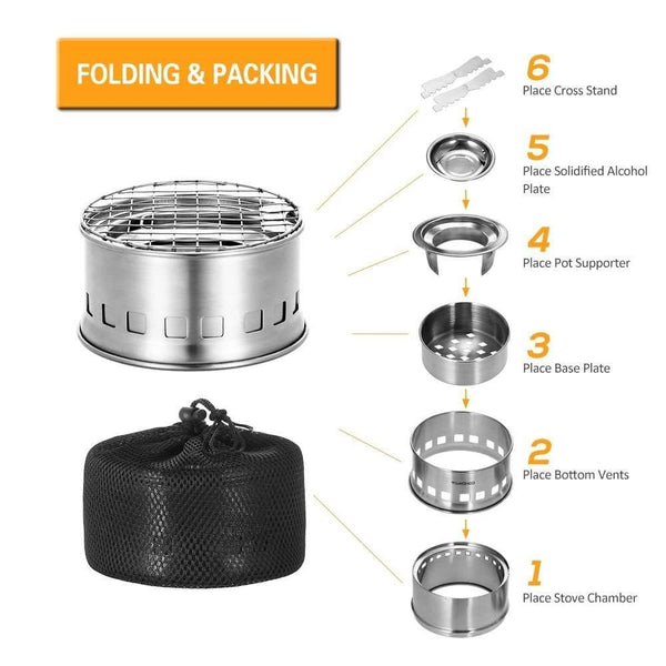 Planet Gates Camping Wood Stove Windproof Wood Burning Stove Portable Outdoor Folding Stove for Backpacking Survival Cooking Picnic