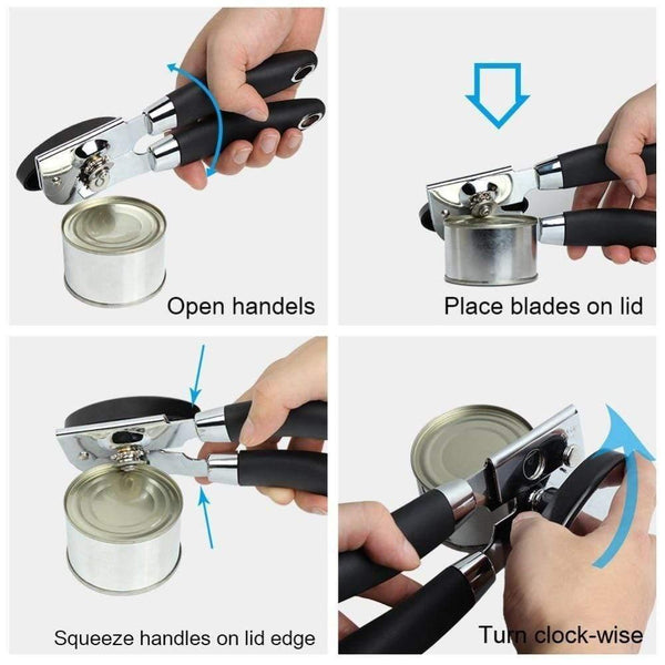 Planet Gates Can Opener Manual Smooth Edge-Professional Design to Effortlessly ,Premium Stainless Steel Blade,Good Grip Silicone Handle