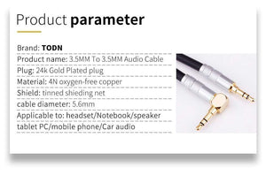 Planet Gates Canare Aux Cable Jack 3.5MM To 3.5MM Audio Cable Jack Speaker Cable For iPhone Computer Car Speaker For iPad For Huawei Xiaomi