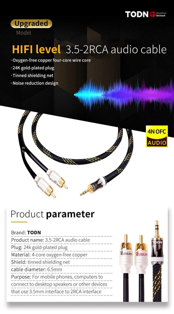 Planet Gates Canare HiFi cable audio RCA cable Audio signal wire plug 3.5mm aux plug convert 2 RCA plug