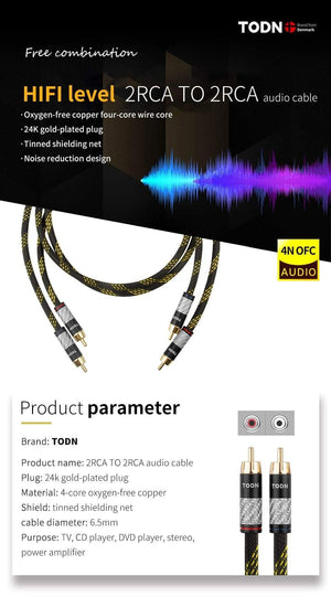 Planet Gates CANARE HIFI Stereo 1 Pair RCA Cable Stereo RCA Cable High-performance Premium Hi-Fi Audio cable 2RCA to 2RCA Interconnect Cable