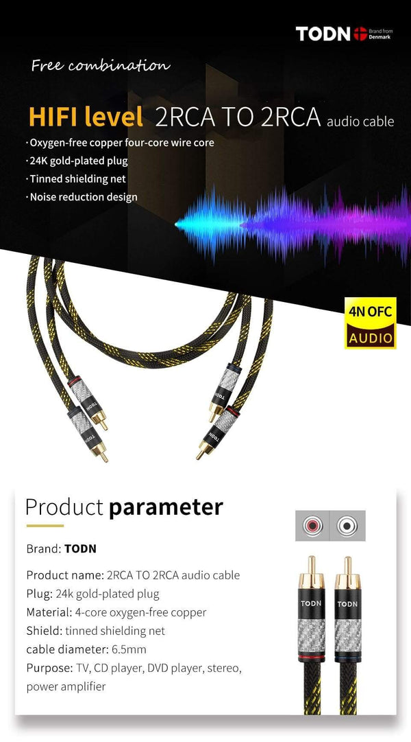 Planet Gates CANARE HIFI Stereo 1 Pair RCA Cable Stereo RCA Cable High-performance Premium Hi-Fi Audio cable 2RCA to 2RCA Interconnect Cable