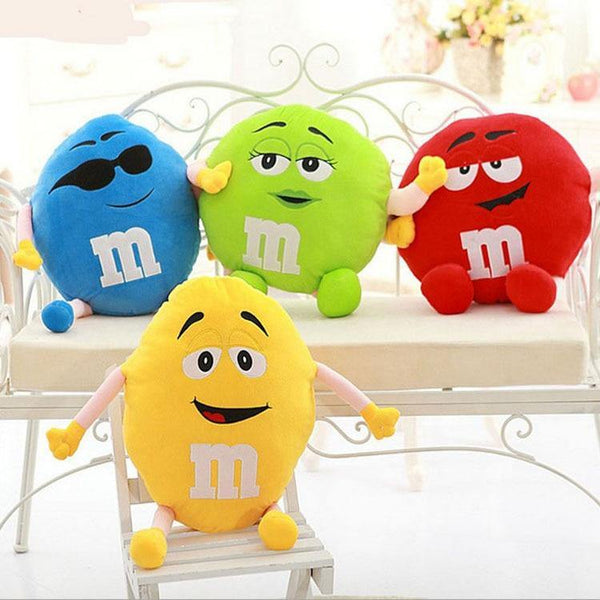 Candice Guo! Plush Toy Stuffed Doll Funny Expressions M&M's Chocolate Buttons Bean Cushion Creative Birthday Christmas Gift 1pc