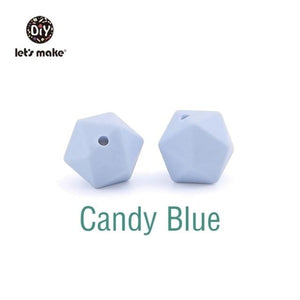 Planet Gates Candy Blue Let's Make 10pc 14mm Silicone Beads Hexagon Bpa Free Silicone Teether Diy Teething Toy Baby Chewable Accessories Baby Teether