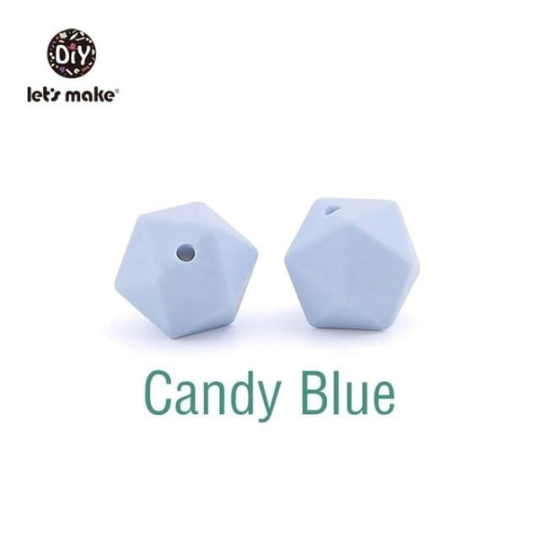 Planet Gates Candy Blue Let's Make 10pc 14mm Silicone Beads Hexagon Bpa Free Silicone Teether Diy Teething Toy Baby Chewable Accessories Baby Teether