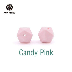 Planet Gates Candy Pink Let's Make 10pc 14mm Silicone Beads Hexagon Bpa Free Silicone Teether Diy Teething Toy Baby Chewable Accessories Baby Teether