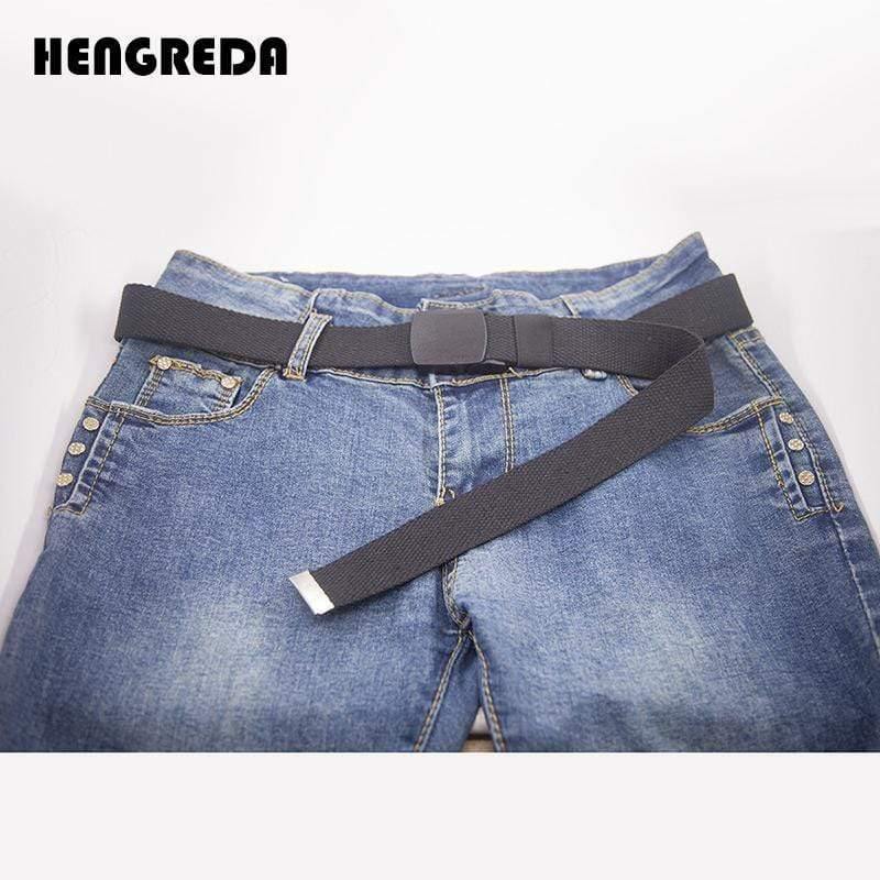 Canvas Belt For Men Women Waist Belt  Fashion Plastic Buckle Casual Cowboy Black Belts Ceinture  For Jean