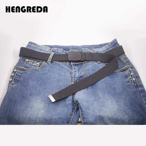 Canvas Belt For Men Women Waist Belt  Fashion Plastic Buckle Casual Cowboy Black Belts Ceinture  For Jean
