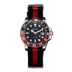 Planet Gates canvas black red Parnis 40mm Mechanical Watches GMT Sapphire Crystal Man Watch 2018 Diver Watch Automatic relogio masculino Role Luxury Watch Men