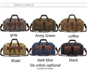 Planet Gates Canvas Leather Men Travel Bag European Style Travel Bags Handbag High Capacity Shoulder Bag Travel Crossbody Baggage
