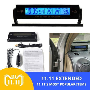 Planet Gates Car Auto LCD Digital Auto Car Voltage Temperature Thermometer Meter Monitor Clock Alarm 3 In 1