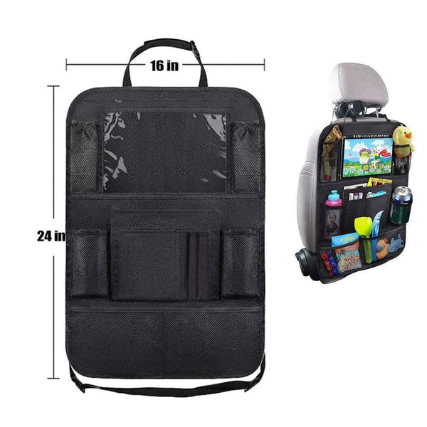 Planet Gates Car Backseat Organizer with Touch Screen Tablet Holder + 9 Storage Pockets Kick Mats Car Seat Back Protectors for Kids Toddlers