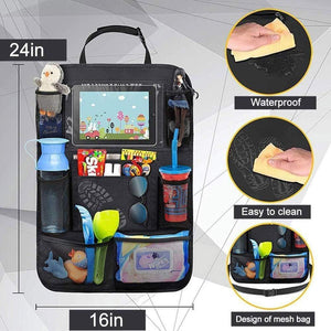 Planet Gates Car Backseat Organizer with Touch Screen Tablet Holder + 9 Storage Pockets Kick Mats Car Seat Back Protectors for Kids Toddlers