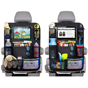 Planet Gates Car Backseat Organizer with Touch Screen Tablet Holder + 9 Storage Pockets Kick Mats Car Seat Back Protectors for Kids Toddlers