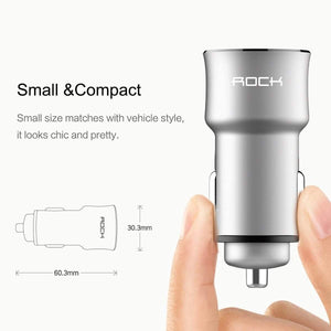 Planet Gates Car Charger Digital Display Dual USB, ROCK 5V 3.4A For iPhone Xiaomi Samsung Fast Charging Voltage Monitoring Universal Phone