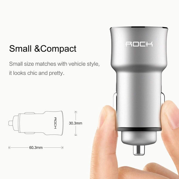 Planet Gates Car Charger Digital Display Dual USB, ROCK 5V 3.4A For iPhone Xiaomi Samsung Fast Charging Voltage Monitoring Universal Phone