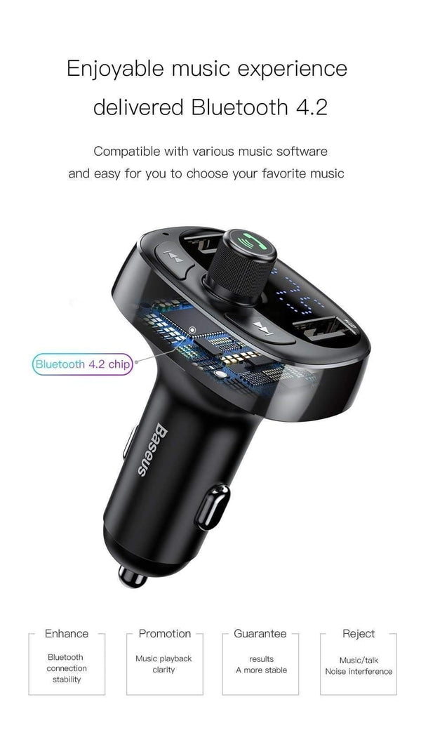 Planet Gates Car Charger FM Transmitter Aux Modulator Bluetooth Handsfree Car Audio MP3 Player 3.4A Fast Dual USB Mobile Phone Charger