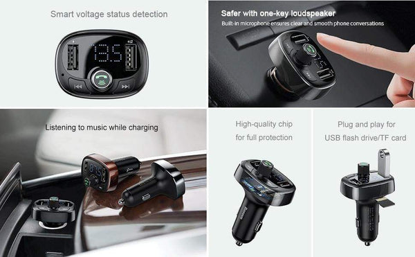 Planet Gates Car Charger FM Transmitter Aux Modulator Bluetooth Handsfree Car Audio MP3 Player 3.4A Fast Dual USB Mobile Phone Charger
