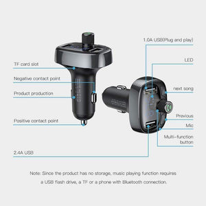 Planet Gates Car Charger FM Transmitter Aux Modulator Bluetooth Handsfree Car Audio MP3 Player 3.4A Fast Dual USB Mobile Phone Charger