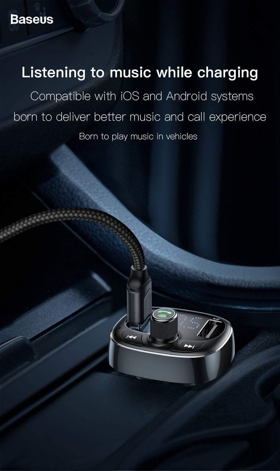 Planet Gates Car Charger FM Transmitter Aux Modulator Bluetooth Handsfree Car Audio MP3 Player 3.4A Fast Dual USB Mobile Phone Charger