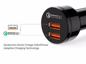 Planet Gates Car-Charger Quick Charge 3.0 Dual QC 3.0 USB Car Phone Charger for Xiaomi mi5 iPhone 7 Samsung Galaxy s8 7 6 LG Huawei Etc