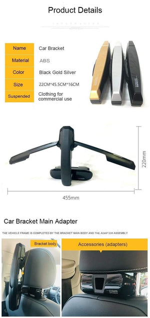 Planet Gates Car Coat Hanger Mutifunction Car Seat Back Clip Clothes Suit Jacket Slip Hanger Folding Vehicle Fastener Back Seat Coat Hanger