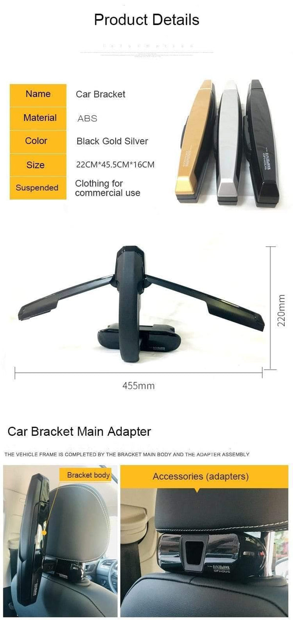 Planet Gates Car Coat Hanger Mutifunction Car Seat Back Clip Clothes Suit Jacket Slip Hanger Folding Vehicle Fastener Back Seat Coat Hanger