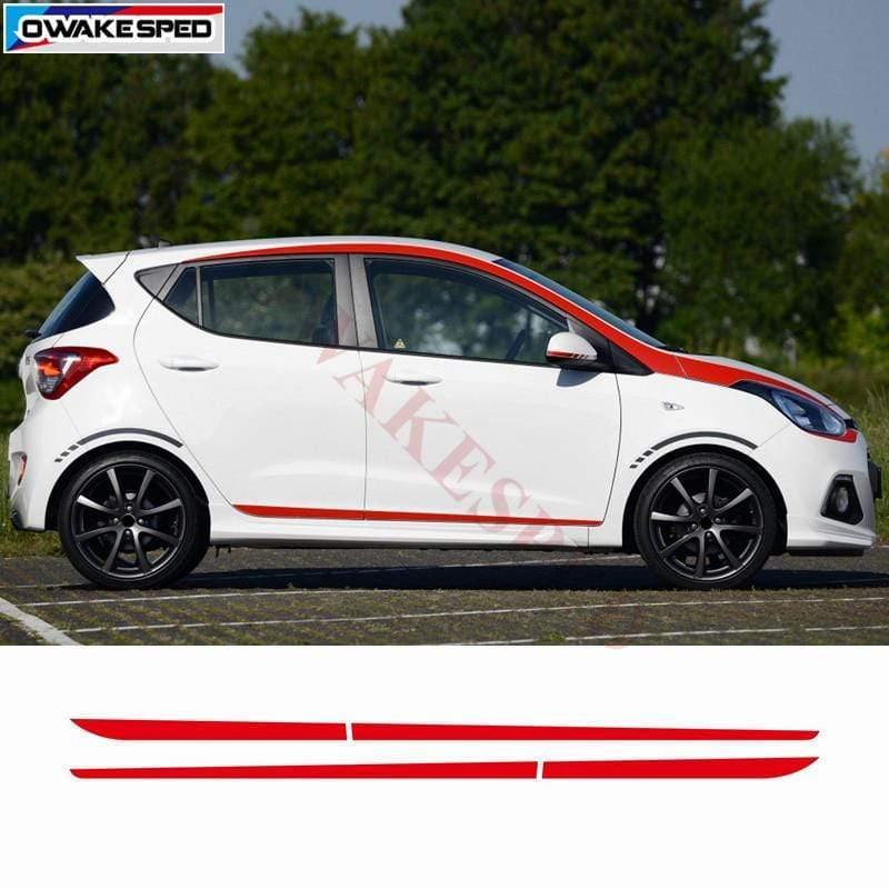 Planet Gates Car Door Side Skirt Stickers For Hyundai i10 2014-2017 Racing Sport Styling Stripes Auto Body Customized Decals City Car Sticker