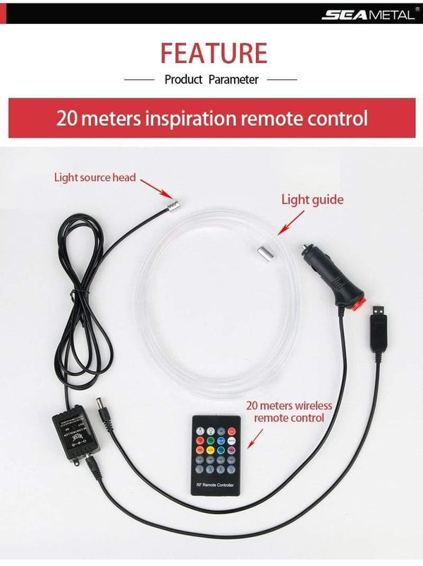 Planet Gates Car EL Neon Strip 6M Sound Control Light RGB LED Decorative Car Ambient Light Auto Atmosphere Lamps With A 12V Lighter&USB Line