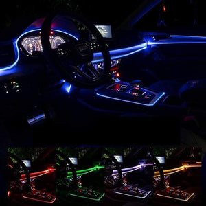 Planet Gates Car EL Neon Strip 6M Sound Control Light RGB LED Decorative Car Ambient Light Auto Atmosphere Lamps With A 12V Lighter&USB Line