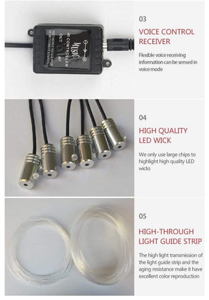 Planet Gates Car EL Neon Strip 6M Sound Control Light RGB LED Decorative Car Ambient Light Auto Atmosphere Lamps With A 12V Lighter&USB Line