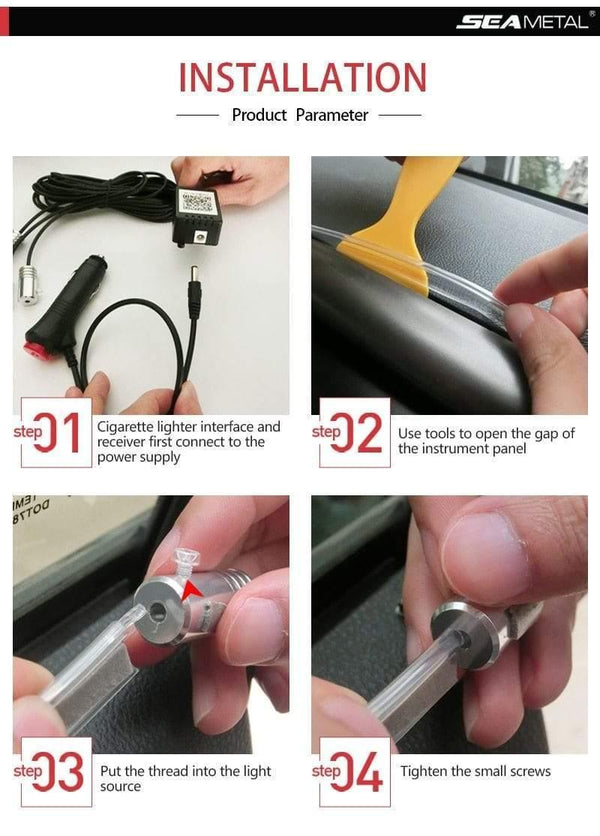 Planet Gates Car EL Neon Strip 6M Sound Control Light RGB LED Decorative Car Ambient Light Auto Atmosphere Lamps With A 12V Lighter&USB Line