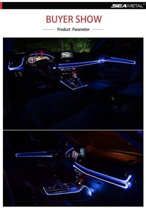 Planet Gates Car EL Neon Strip 6M Sound Control Light RGB LED Decorative Car Ambient Light Auto Atmosphere Lamps With A 12V Lighter&USB Line
