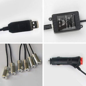 Planet Gates Car EL Neon Strip 6M Sound Control Light RGB LED Decorative Car Ambient Light Auto Atmosphere Lamps With A 12V Lighter&USB Line