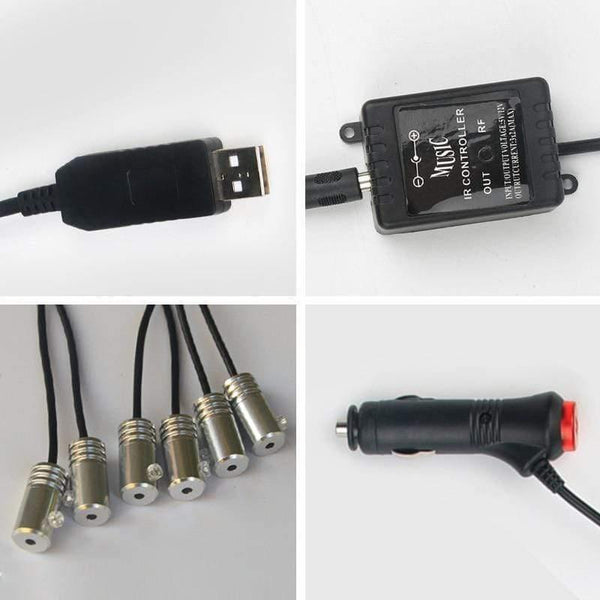 Planet Gates Car EL Neon Strip 6M Sound Control Light RGB LED Decorative Car Ambient Light Auto Atmosphere Lamps With A 12V Lighter&USB Line