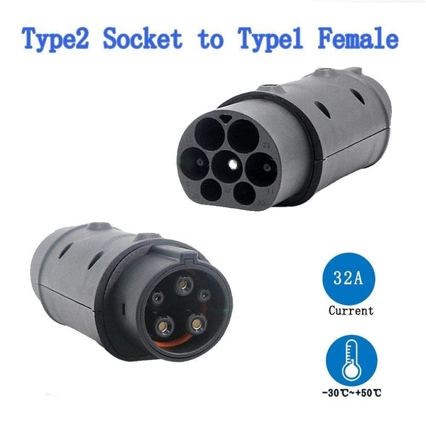 Planet Gates Car EV Charging Cable J1772 Type 2 Socket to Type 1 Inlet Ev Charger Electric Vehicle Adapter 32A 1P With Cable For Audi,BMW..
