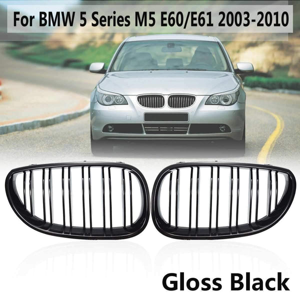 Planet Gates Car Front Sport Grill Kidney Grilles Grill For BMW 5 Series M5 E60/E61 2003 2004 2005 2006 2007 2008 2009 2010  Gloss Black