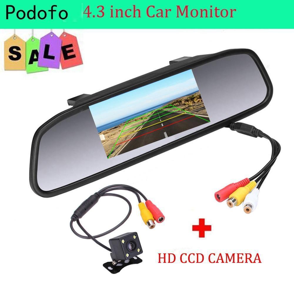 Planet Gates Car HD Video Auto Parking Monitor, 4 LED Night Vision CCD Car Rear View Camera, 4.3" TFT LCD Car Rearview Mirror Monitor