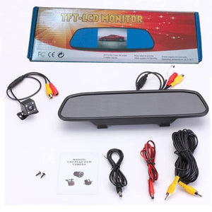 Planet Gates Car HD Video Auto Parking Monitor, 4 LED Night Vision CCD Car Rear View Camera, 4.3" TFT LCD Car Rearview Mirror Monitor