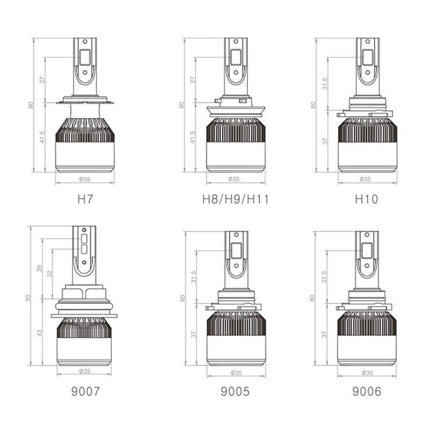 Planet Gates Car Headlight H4 LED Bulbs 9003 HB2 H13 9008 9004 9007 H1 H3 H7 H8 H9 H11 9005 HB3 9006 HB4 880 H27 Auto Headlamp Lights Bulb