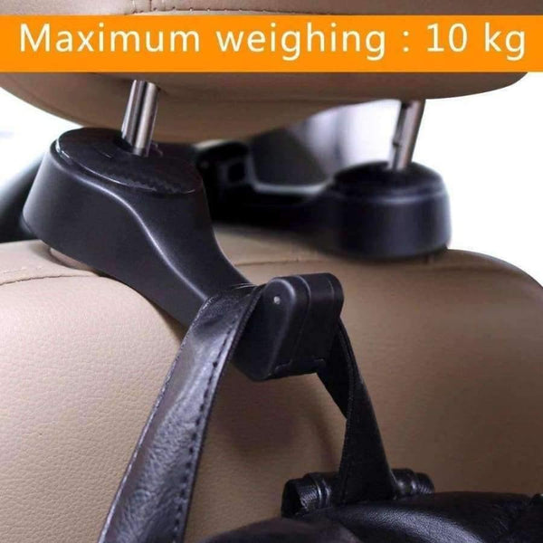 Planet Gates Car Headrest Hooks Universal Vehicle Back Seat Hanger Hook with Phone Holder for Bag Purse Cloth Grocery 2 in 1