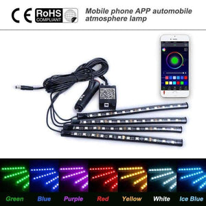 Planet Gates Car Interior Floor Atmosphere Remote/App/Voice Control RGB LED DRL Strip Light Wireless Lamp Foot Decoration Cigarette Light 12V