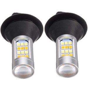 Planet Gates Car Lighting 2pcs 1156 High Power Dual Color Switchback LED Bulb P21W S25 BA15S 2835 42LED Daytime Running Turn Signal Lamp