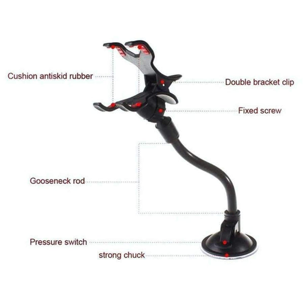 Planet Gates Car Phone holder 360 Degrees Rotation Long Arm Car for Mobile phone Windshield Holder Mount Car Holder
