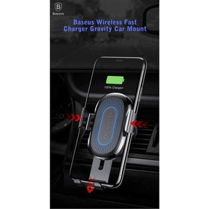Planet Gates Car Phone Holder Wireless Fast Charger Gravity Mount Holder 10W Silicone 4.0 - 6.5 inch Adjustable Car Phone Holder