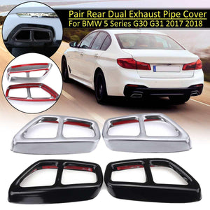 Car Rear Dual Exhaust Muffler Pipe Cover Trims Stainless Steel Exterior Parts For BMW 5 Series G30 G31 2017 2018