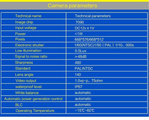 Planet Gates Car Rear View Camera 8 LED Night Vision Wide Angle HD Color Image Waterproof Universal Backup Parking Reverse Camera